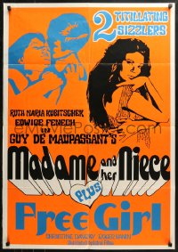 3x0616 MADAME & HER NIECE/FREE GIRL Canadian 1sh 1972 Madame und Ihre Nichte, sexy double bill!