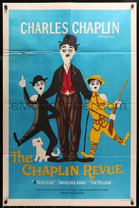 3x0716 CHAPLIN REVUE 1sh 1959 Charlie comedy compilation, great artwork by Leo Kouper!
