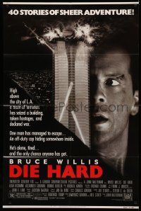 3x0781 DIE HARD 1sh 1988 Bruce Willis vs twelve terrorists, action classic, with borders!