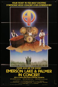 3x0805 EMERSON, LAKE & PALMER IN CONCERT 1sh 1981 symphonic rock 'n' roll, cool art of band!