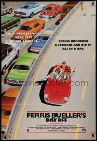 3x0580 FERRIS BUELLER'S DAY OFF English 1sh 1986 different art of Broderick in Ferrari, very rare!