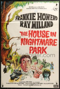 3x0584 HOUSE IN NIGHTMARE PARK English 1sh 1973 Frankie Howerd, Ray Milland, cool wacky horror art!