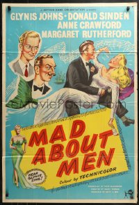 3x0587 MAD ABOUT MEN English 1sh 1954 artwork of sexy mermaid Glynis Johns and wacky guys!
