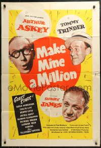 3x0589 MAKE MINE A MILLION English 1sh 1959 Lance Comfort, Arthur Askey, Sabrina, English comedy!