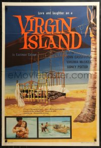 3x0607 VIRGIN ISLAND English 1sh 1958 John Cassavetes & sexy Virginia Maskell, art of bed on beach!