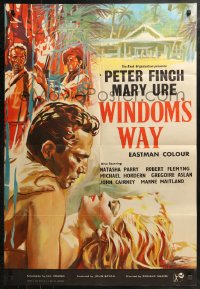 3x0608 WINDOM'S WAY English 1sh 1957 romantic artwork of Peter Finch & Mary Ure in the jungle!