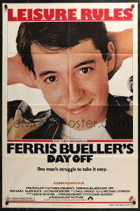 3x0829 FERRIS BUELLER'S DAY OFF 1sh 1986 c/u of Matthew Broderick in John Hughes teen classic!