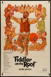 3x0830 FIDDLER ON THE ROOF 1sh 1971 Norman Jewison, cool artwork of Topol & cast by Ted CoConis!