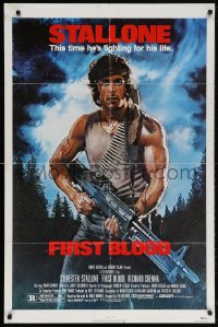 3x0833 FIRST BLOOD 1sh 1982 artwork of Sylvester Stallone as John Rambo by Drew Struzan!
