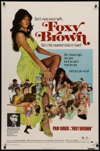 3x0844 FOXY BROWN 1sh 1974 don't mess with Pam Grier, meanest chick in town, she'll put you on ice!