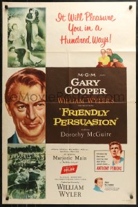3x0849 FRIENDLY PERSUASION 1sh 1956 Gary Cooper will pleasure you in a hundred ways!