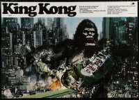 3x0087 KING KONG German 33x47 1976 great John Berkey art of BIG Ape destroying train in city!
