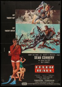 3x0094 THUNDERBALL German 33x47 1965 McGinnis & McCarthy art of Sean Connery as James Bond!