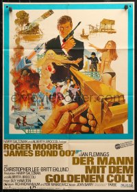 3x0183 MAN WITH THE GOLDEN GUN German 1974 art of Roger Moore as James Bond by Robert McGinnis!