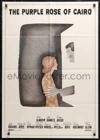 3x0203 PURPLE ROSE OF CAIRO German 1985 Woody Allen, Mia Farrow, cool artwork by Jean-Michel Folon!