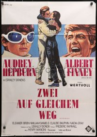 3x0228 TWO FOR THE ROAD German 1967 different art of Audrey Hepburn & Albert Finney, Stanley Donen!