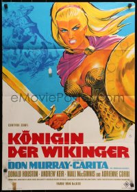 3x0231 VIKING QUEEN German 1967 Hammer, Don Murray, great art of Carita with sword by Klaus Dill!