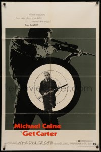 3x0859 GET CARTER 1sh 1971 cool different image of Michael Caine w/ shotgun & sniper with rifle!