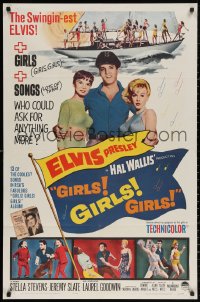 3x0868 GIRLS GIRLS GIRLS 1sh 1962 Elvis Presley, Stella Stevens & boat full of sexy girls!