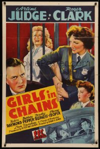 3x0869 GIRLS IN CHAINS 1sh 1943 Edgar Ulmer, Arline Judge, cool art of bad girls in prison!