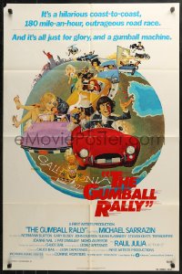 3x0881 GUMBALL RALLY 1sh 1976 Michael Sarrazin, wacky art of car racing around the world!