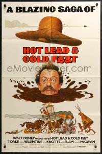 3x0899 HOT LEAD & COLD FEET 1sh 1978 Disney, wacky art of Don Knotts in mud from the neck down!