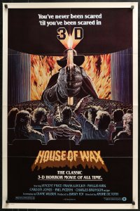 3x0904 HOUSE OF WAX 1sh R1981 3-D, great artwork of Vincent Price with candle over audience!