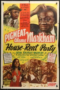 3x0907 HOUSE-RENT PARTY 1sh 1946 Dewey Pigmeat Alamo Markham, Toddy all-black comedy musical!