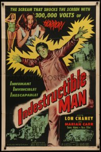 3x0923 INDESTRUCTIBLE MAN 1sh 1956 Lon Chaney Jr. as inhuman, invincible, inescapable monster!