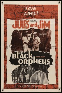 3x0938 JULES & JIM/BLACK ORPHEUS 1sh 1960s Francois Truffaut, Marcel Camus, cool stylized artwork!