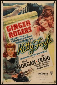 3x0956 KITTY FOYLE 1sh 1940 great romantic art of White Collar Girl Ginger Rogers & Dennis Morgan!