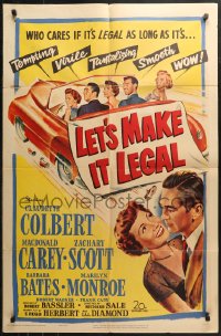3x0969 LET'S MAKE IT LEGAL 1sh 1951 who cares if it's legal as long as it's sexy Marilyn Monroe!