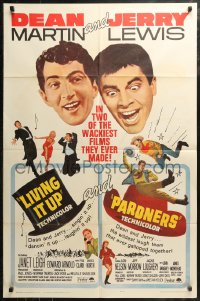 3x0984 LIVING IT UP/PARDNERS 1sh 1965 wacky Dean Martin & Jerry Lewis double-bill!