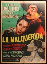 3x0056 LA MALQUERIDA Mexican poster 1951 artwork of sexy Dolores Del Rio & Pedro Armendariz!