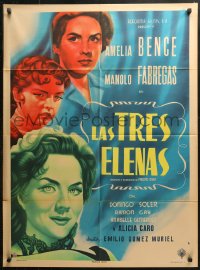 3x0063 LAS TRES ELENAS Mexican poster 1954 art of Amelia Bence, Fabregas & top stars!