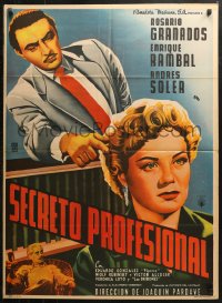 3x0072 SECRETO PROFESIONAL Mexican poster 1955 art of man on witness stand pointing accusing finger!