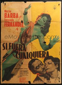 3x0073 SI FUERA UNA CUALQUIERA Mexican poster 1950 Meche Barba, Espert artwork of sexy singer!