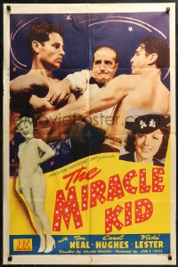 3x1027 MIRACLE KID 1sh 1941 great close up image of boxer Tom Neal in ring & sexy Carol Hughes!