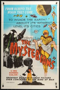 3x1050 MYSTERIANS 1sh 1959 they're abducting Earth's women & leveling its cities, RKO printing!