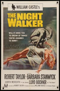 3x1058 NIGHT WALKER 1sh 1965 William Castle, Robert Taylor, Barbara Stanwyck, Reynold Brown art!