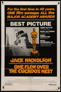 3x1076 ONE FLEW OVER THE CUCKOO'S NEST awards 1sh 1975 c/u of Nicholson, Forman classic!