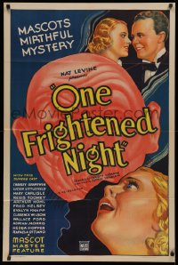 3x1077 ONE FRIGHTENED NIGHT 1sh R1945 rich man's long lost granddaughter shows up twice, rare!