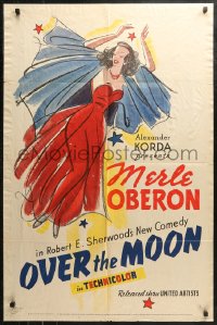 3x1088 OVER THE MOON 1sh 1939 wonderful artwork of Merle Oberon, written by Robert E. Sherwood!