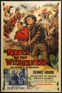 3x1093 PERILS OF THE WILDERNESS chapter 2 1sh 1955 frontier hero Dennis Moore, The Mystery Plane!