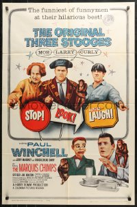 3x1205 STOP LOOK & LAUGH 1sh 1960 Three Stooges, Larry, Moe & Curly + chimpanzees & dummy!