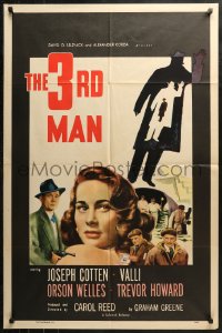 3x1241 THIRD MAN 1sh R1954 art of Orson Welles, Joseph Cotten & Alida Valli, classic film noir!