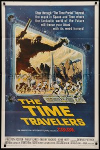 3x1246 TIME TRAVELERS 1sh 1964 cool Reynold Brown sci-fi art of the crack in space and time!