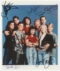 3y0697 BEVERLY HILLS 90210 signed color 8x9.5 REPRO still 1990s by SEVEN of the top cast members!