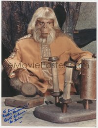 3y0700 BOOTH COLMAN signed color 8x10.5 REPRO still 1980s as Dr. Zaius in Planet of the Apes!