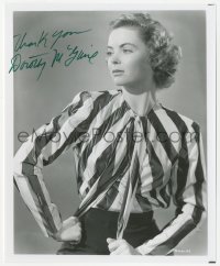 3y0810 DOROTHY MCGUIRE signed 8x10 REPRO still 1980s waist-high portrait wearing striped blouse!